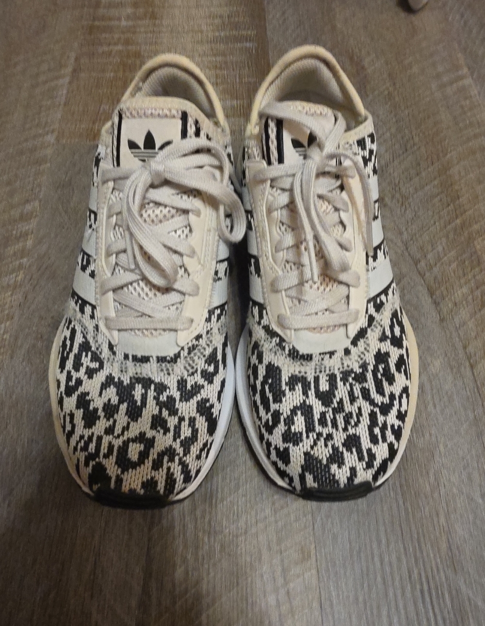 adidas Womens Black & Cream Patterned Sneakers